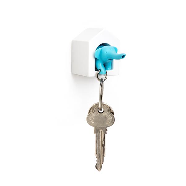 QL10187-BU  QL1301 Nøkkelring, ELEFANT, blå Hvitt hus, Qualy